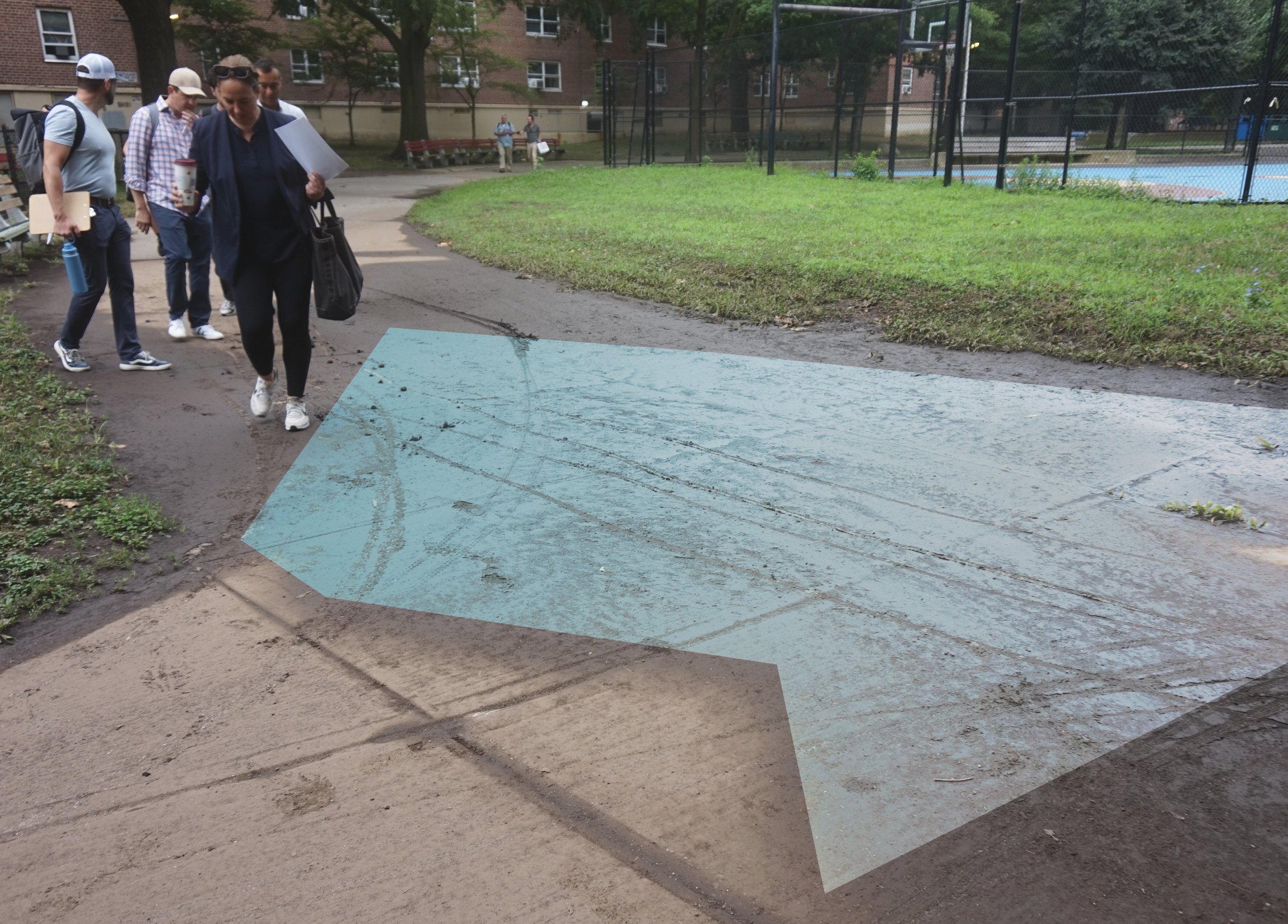 Flooding can cover large extents of sidewalks within communal areas